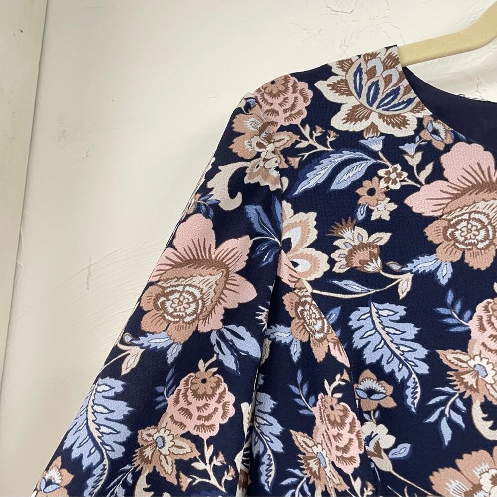 Eliza J Blue Pink Floral Long Sleeve Midi Dress Womens 6 Prairie Cottage Core - Picture 8 of 13
